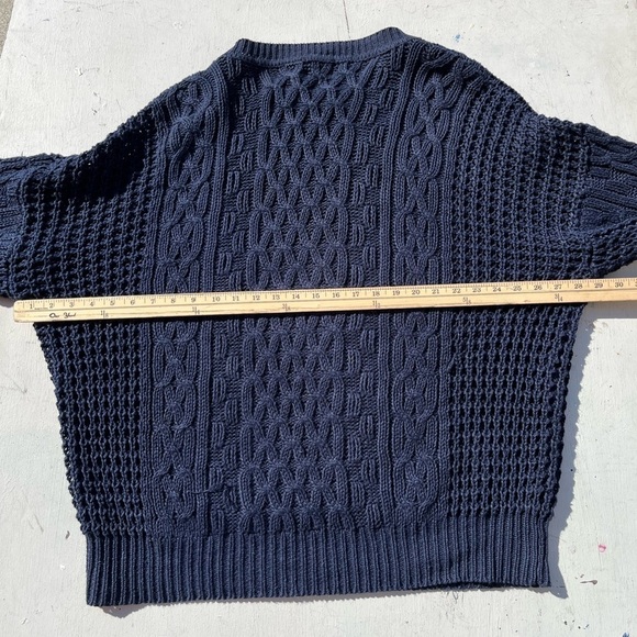 Men's Vintage Structure Sweater Navy Blue Cable Knit XL Defunct 90s Y2K Preppy - Picture 11 of 14